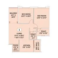 Jefro Kingstown Charholi 2 BHK Floor Plan Image